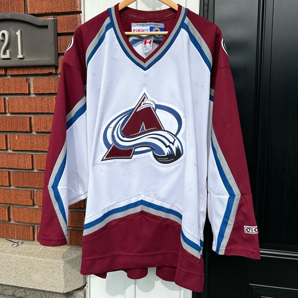 Vintage 90s CCM Colorado Avalanche NHL Hockey Jersey distressed
